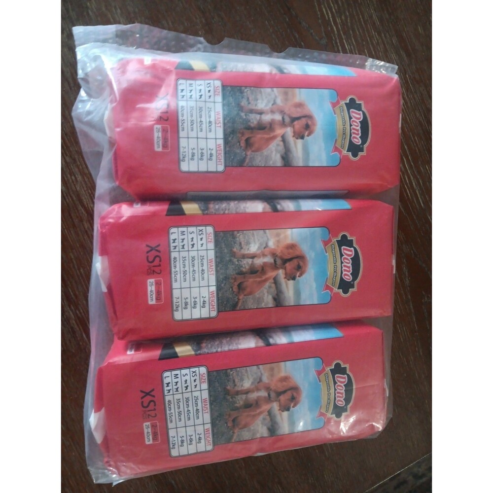 Dono Disposable Pet Diapers XS 3 Packs of 12 (36) Small Dogs or Cats Leak Proof